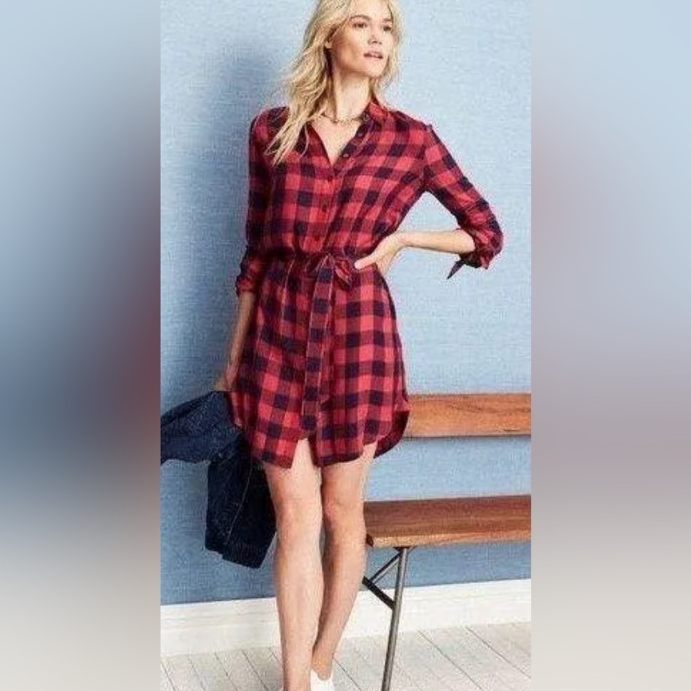 Draper James Buffalo Check Tie Sleeve Dress Size 0 Spring Casual Date Night‎